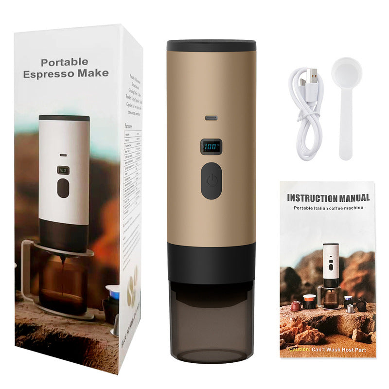 Portable Wireless 3-in-1 Espresso Maker, 7800mAh, Car/Home/Camping, Ground/Capsule Coffee.